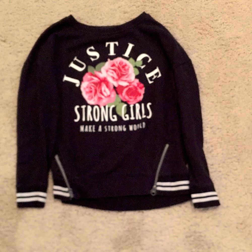 Justice sweatshirt with a rose on the front